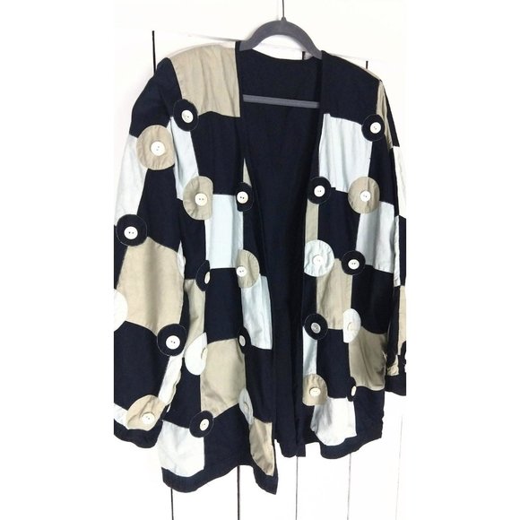 Vintage Yak Magik oversized checkered patchwork button cotton jacket - Picture 5 of 6